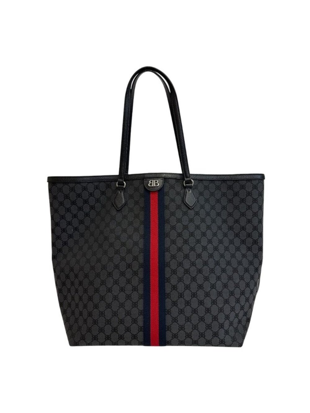 Gucci Hacker Project Large Shoulder Tote Sherry Line BB Pattern Black